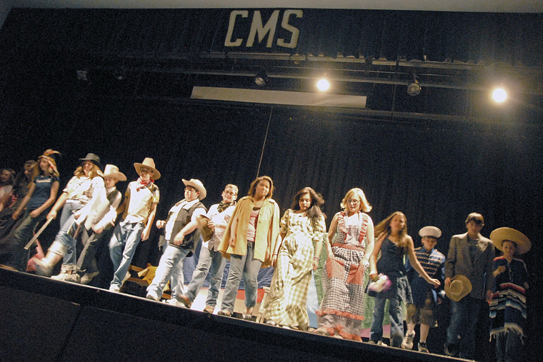 Craig Middle School seventh-grade students in David Morris’ drama class take a bow Tuesday at the close of “Belinda and the Beast” at the CMS auditorium.