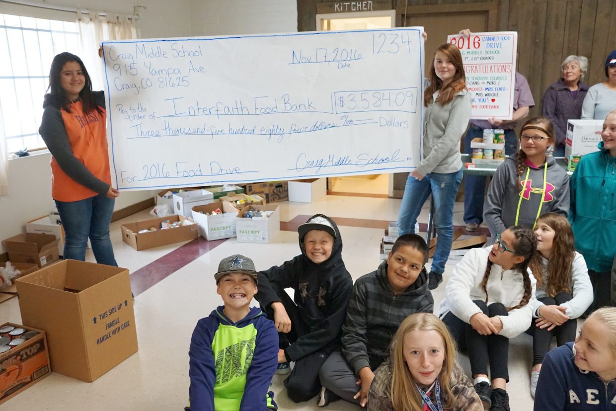 Lessened Hunger Holiday hunger lessened by food donated by Craig Middle School students ...