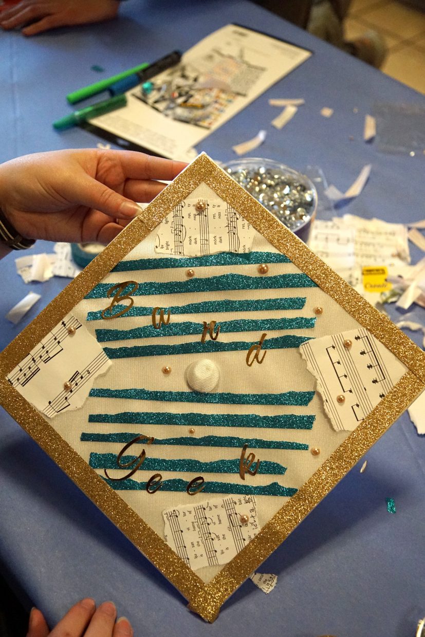 A senior commemorates her time in the high school band.