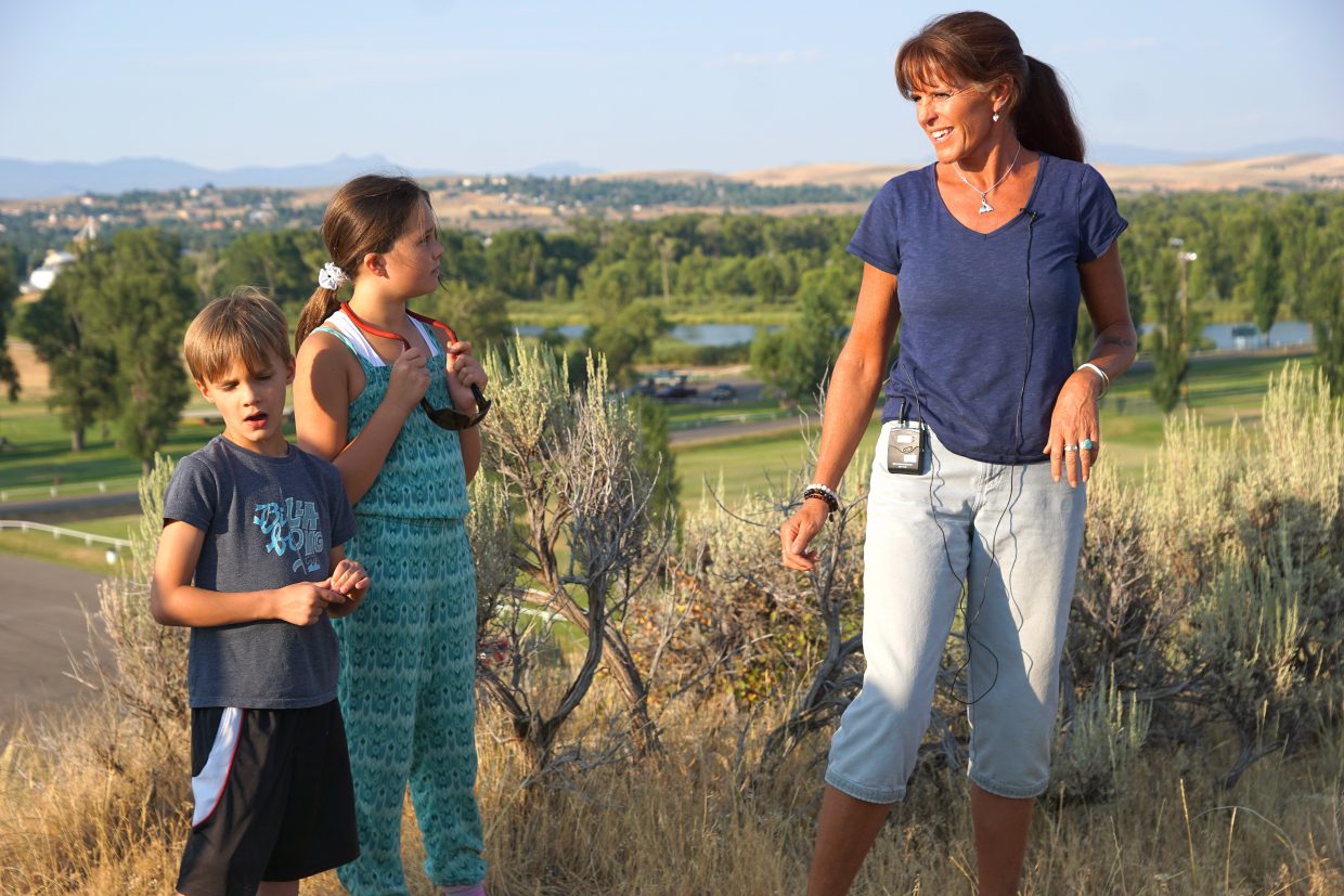 Tracy Bye, left, speaks about the Eagles she helped to rehabilitate injuries and lead poisoning found in an increasing number of Eagles living in Northwest Colorado. 