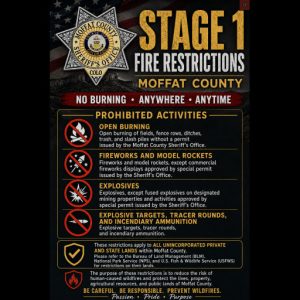 Moffat County Sheriff enacts Stage 1 Fire Restrictions