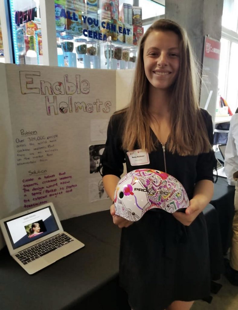 Student develops helmet for people with cochlear implant