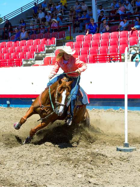Taylor Hendrix is a great example of the strength of the girls that came up from Yuma County to compete in barrels and poles at the Greeley Stampede Kids Rodeo.