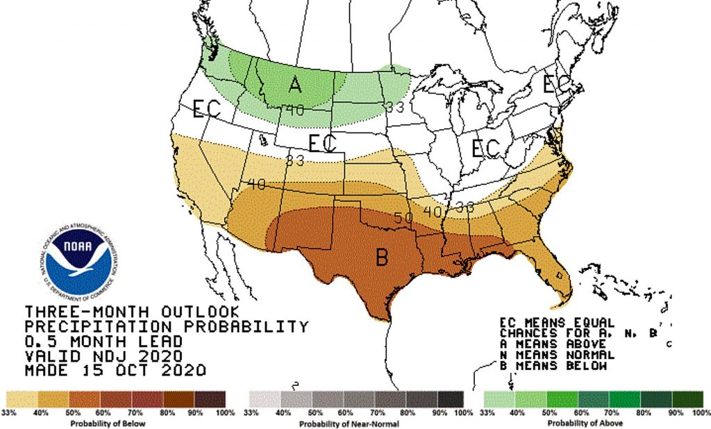 La Nina brings below normal precipitation and above normal temperatures ...