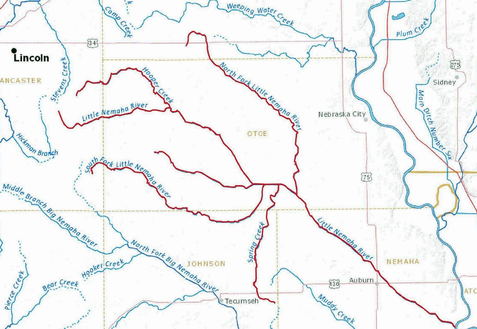 Major Nebraska Rivers and their Drainages | TSLN.com