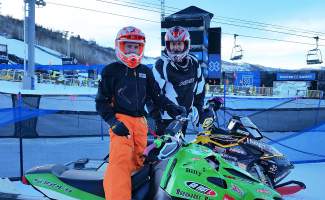 Leadville snocross rider Billy Burkhardt (left) with fellow adaptive rider EJ Polawski, who took bronze in the adaptive snocross race at X Games Aspen on Jan. 28. Burkhardt learned he was qualified for the event less than a week before racing.