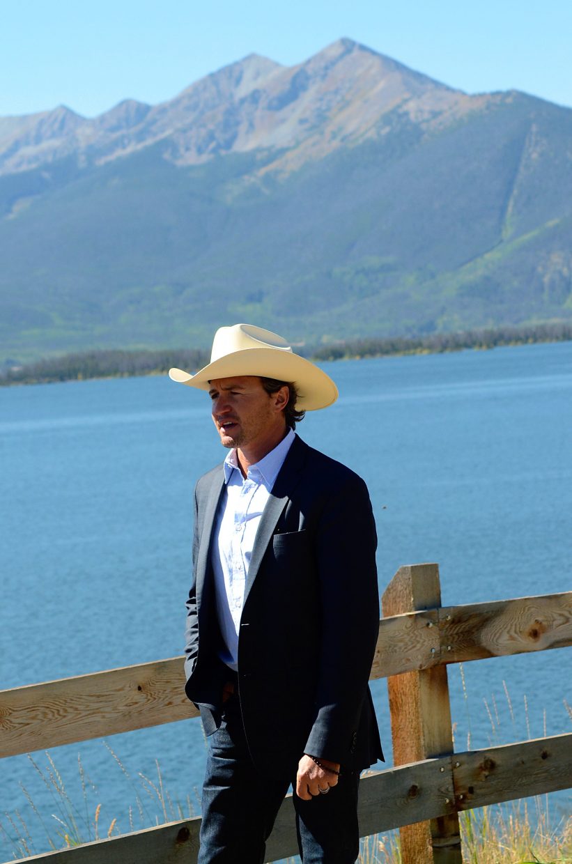 Human Movement CEO Jeff Suffolk at Dillon Park with Peak One in the background shortly after announcing the 106 West Triathlon in 2015. Suffolk and his crew at Human Movement spent several years working with local officials to confirm the tri's crowning leg: the first-ever swim at Lake Dillon.