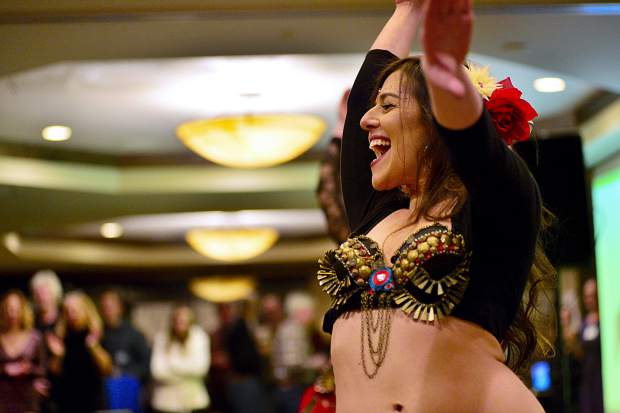 Ana Richey of the EveryBelly Dancers performs Friday night during the 28th Tim McClure Benefit at the DoubleTree in Breckenridge.