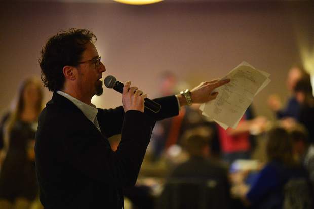 Tony Cammarata addresses the crowd at the 28th Tim McClure Benefit on Friday, March 10, at the DoubleTree in Breckenridge.