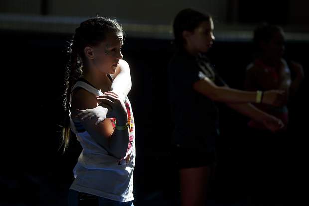 Woodward cheerleading campers warm up for a day session Wednesday, June 28, at Copper Mountain.