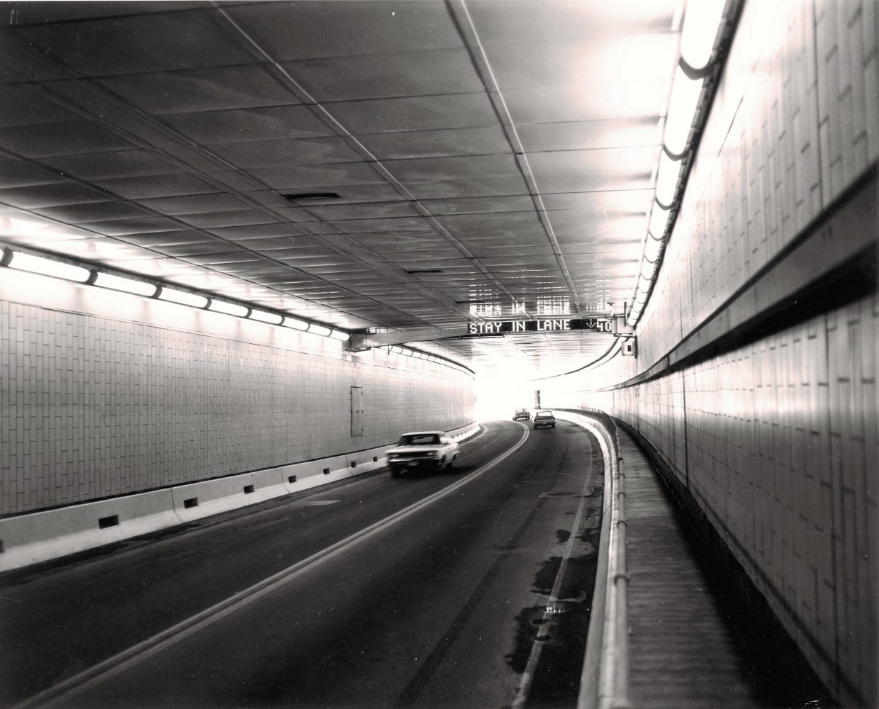 Inside the finished tunnel in 1973.