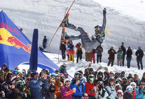 Hayden Wright, 26, broke a woman's collarbone after flying into the crowd at Copper Mountain Resort's annual pond skim event on Saturday. Authorities now plan to charge him with felony assault.