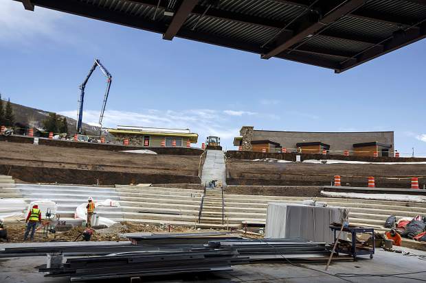 Dillon Amphitheater under construction Thursday, April 12, in Dillon.