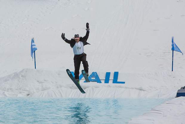 The Best Performance by a Skier award was given to 80-year-old Edmund Doogan, who hit the water cleanly after a nice air into the pond and skimmed most of the way through, much to the delight of the many fans in attendance at Vail's World Pond Skimming Championships on Sunday.