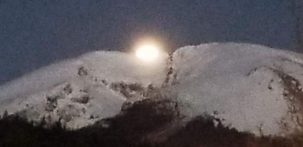 Moon setting behind Buffalo Mountain.