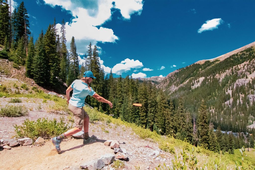 An athlete hurls a disc during this past weekend's inaugural Arapahoe Basin Alpine Open of disc golf at Arapahoe Basin Ski Area.