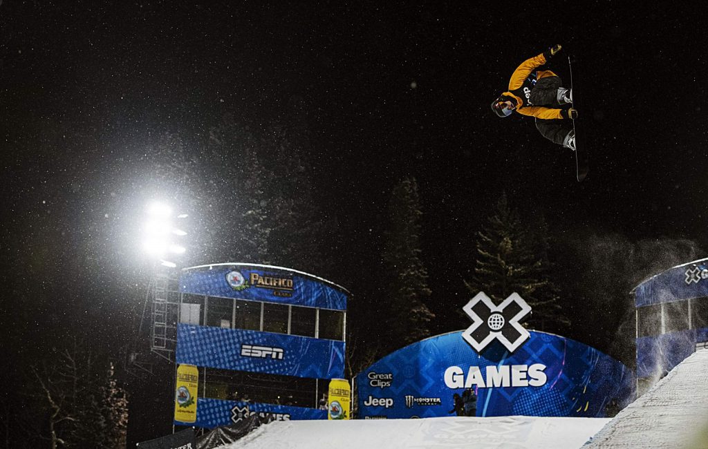 Taylor Gold competes in the qualifying round of the men’s snowboard superpipe event during the 2020 X Games on Wednesday, Jan. 22, 2020. Gold finished second and will be competing in the finals on Thursday night.
