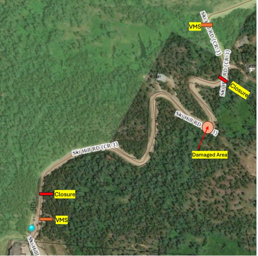 Section of Ski Hill Road to remain closed longer than expected for ’emergency’ roadwork