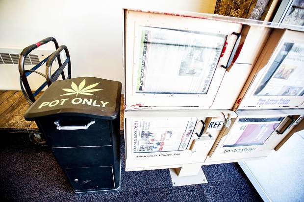 One of the marijuana amnesty boxes at the Aspen airport.