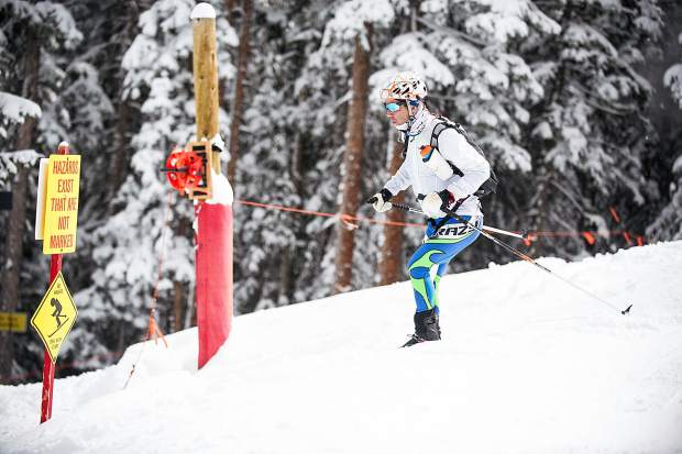 Tim Faia skis down to Walsh's on Aspen Mountain for the last leg of the Power of Four race held on Saturday.