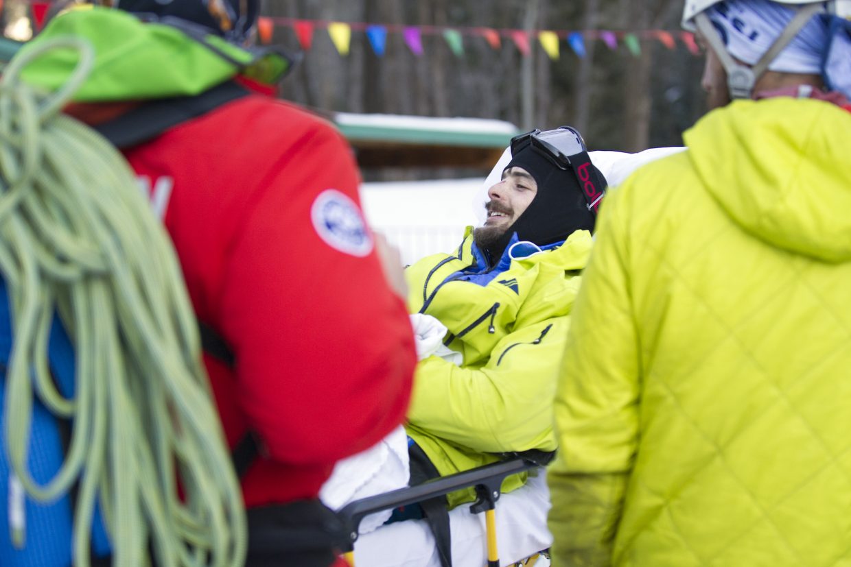 Ryan Montoya, who has been missing since Sunday night, is loaded into an ambulance Tuesday afternoon after being found by searchers. Montoya, 23, of Boulder was reported missing Sunday night and spent the past two days alone.