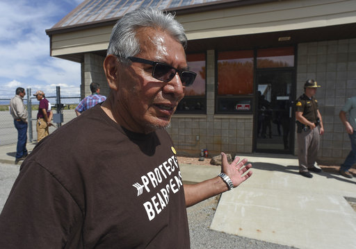 Lee, board member with the Navajo grass-roots Utah Dine Bikeyah expresses his dismay at being denied access to Interior Secretary Ryan Zinke during his trip to San Juan County on Monday.