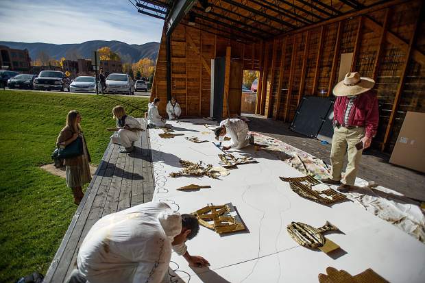 Dreamer students working on their mural at the Basalt Art Base on October 19.