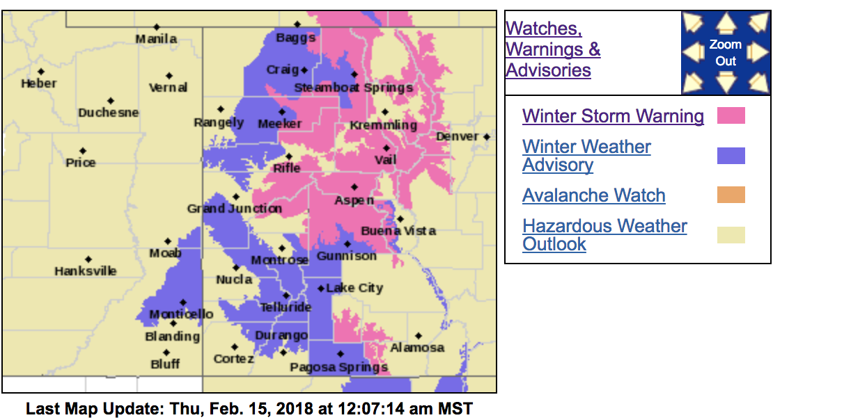 Aspen part of winter storm warning issued for all day Thursday, NWS ...
