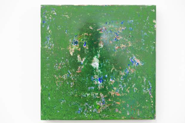 Gabriel Orozco's untitled green sculptural paintings are among his new work on display at the Aspen Art Museum.