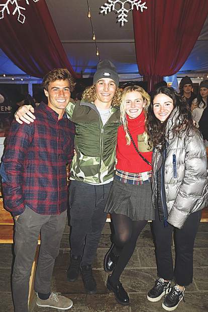 James Jenkins, Zach Bowers, Dairinn Bowers and Erin Spence at Shlomo's.