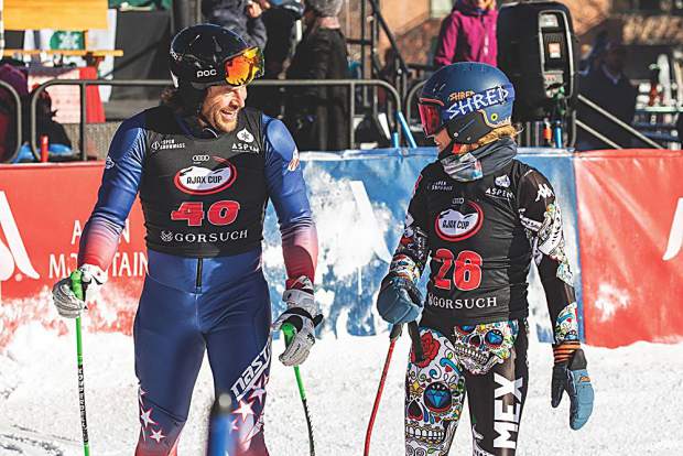 Five-time Olympian and Ajax Cup race co-chair Casey Puckett at the finish. Matt Power photo.