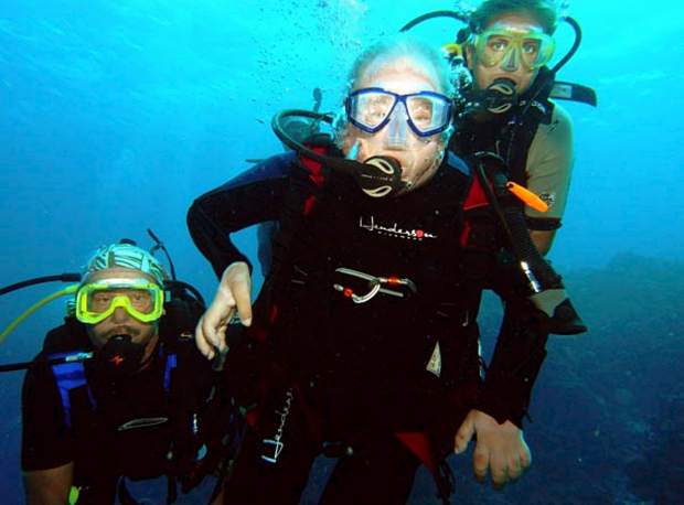 Longtime Pitkin County Assesor Tom Isaac scuba diving.