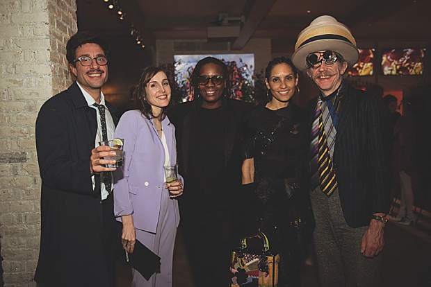 Gedi Sibony, Katherine Gaydos, Mickalene Thomas, Racquel Chevremont and Martin Creed. MarySue Bonetti photo.