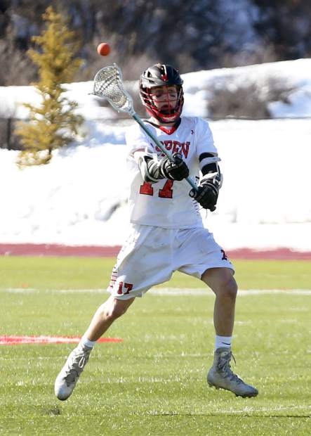 Aspen High School boys lacrosse plays against Vail Mountain School on Wednesday, March 20, 2019, on th AHS turf. (Photo by Austin Colbert/The Aspen Times).