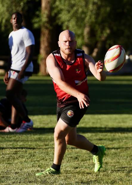 The Gentlemen of Aspen Rugby Club practices on Thursday, June 27, 2019, at Rio Grande Park. (Photo by Austin Colbert/The Aspen Times)