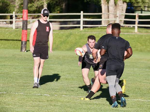 The Gentlemen of Aspen Rugby Club practices on Thursday, June 27, 2019, at Rio Grande Park. (Photo by Austin Colbert/The Aspen Times)