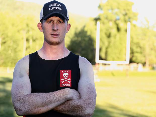 First year Gentlemen of Aspen Rugby Club coach Ben Mitchell poses for a photo on Thursday, June 27, 2019, at Rio Grande Park. (Photo by Austin Colbert/The Aspen Times)