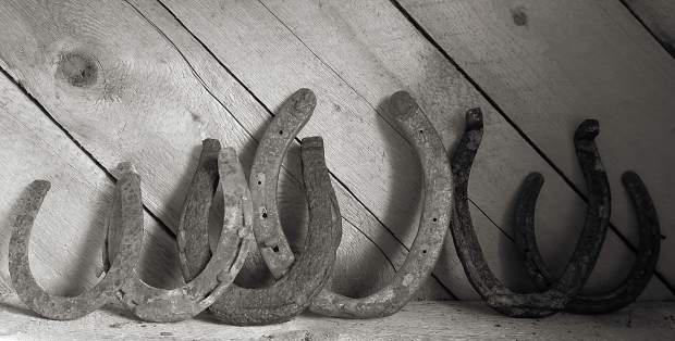 Old horseshoes on the former Elkhorn Ranch