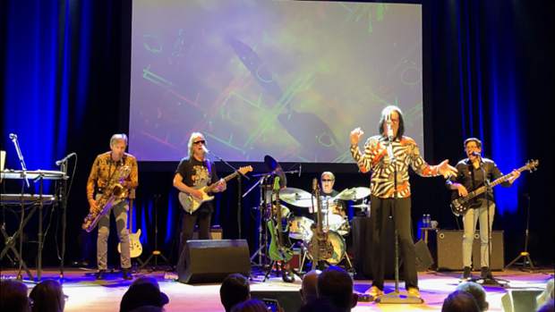 Todd Rundgren and his band performing at the Boulder Theatre on May 30.