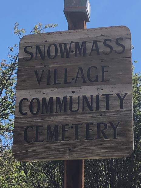 The sign for the Snowmass Village Community Cemetery.