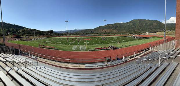 The new Aspen School District turf field on Tuesday, Aug. 20, 2019. (Photo by Austin Colbert/The Aspen Times)