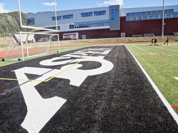 The new Aspen School District turf field on Tuesday, Aug. 20, 2019. (Photo by Austin Colbert/The Aspen Times)