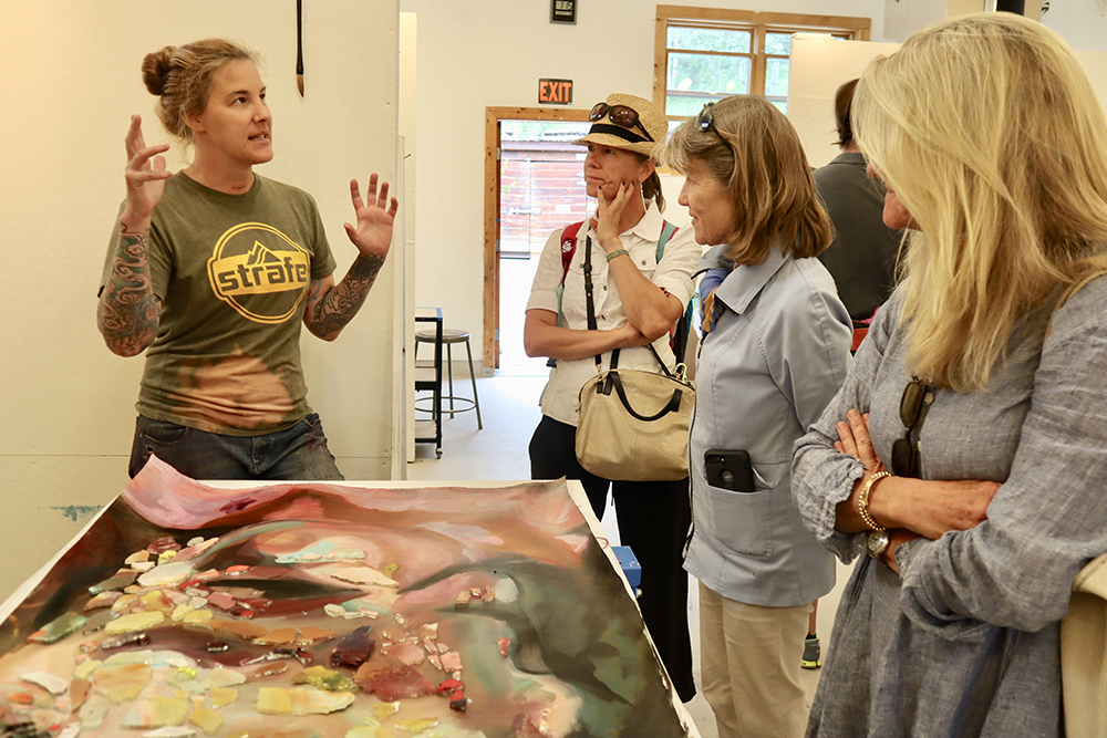 Painter Kate Howe speaks to her work during a studio tour at Anderson Ranch in August.