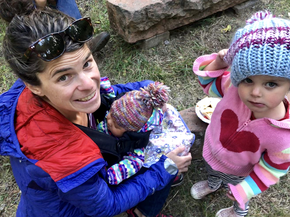 Kristin Layne with daughters Molly and Mackenzie at ACES' fall potluck at Toklat.