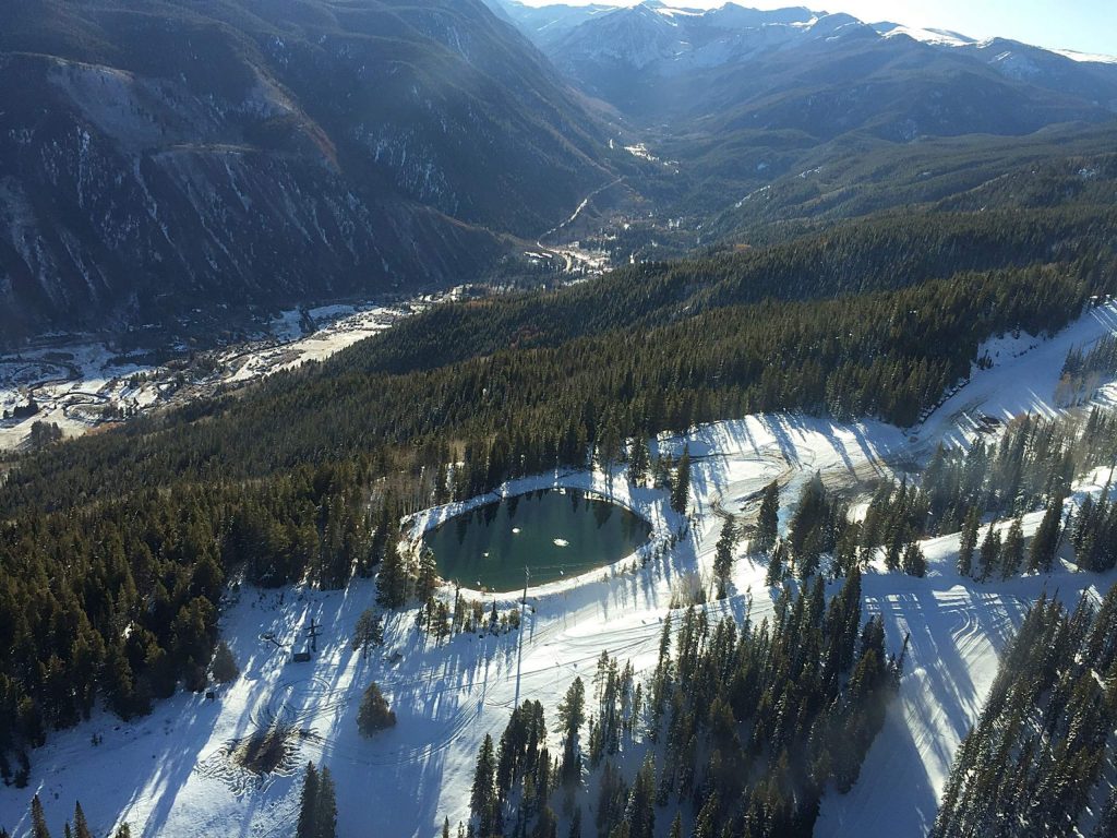 This snowmaking pond on the east side of Aspen Mountain as seen from the air with EcoFlight on Oct. 26, 2019. Students from Carbondale-based Youth Water Leadership Program got a tour of water infrastructure in the Roaring Fork Valley.