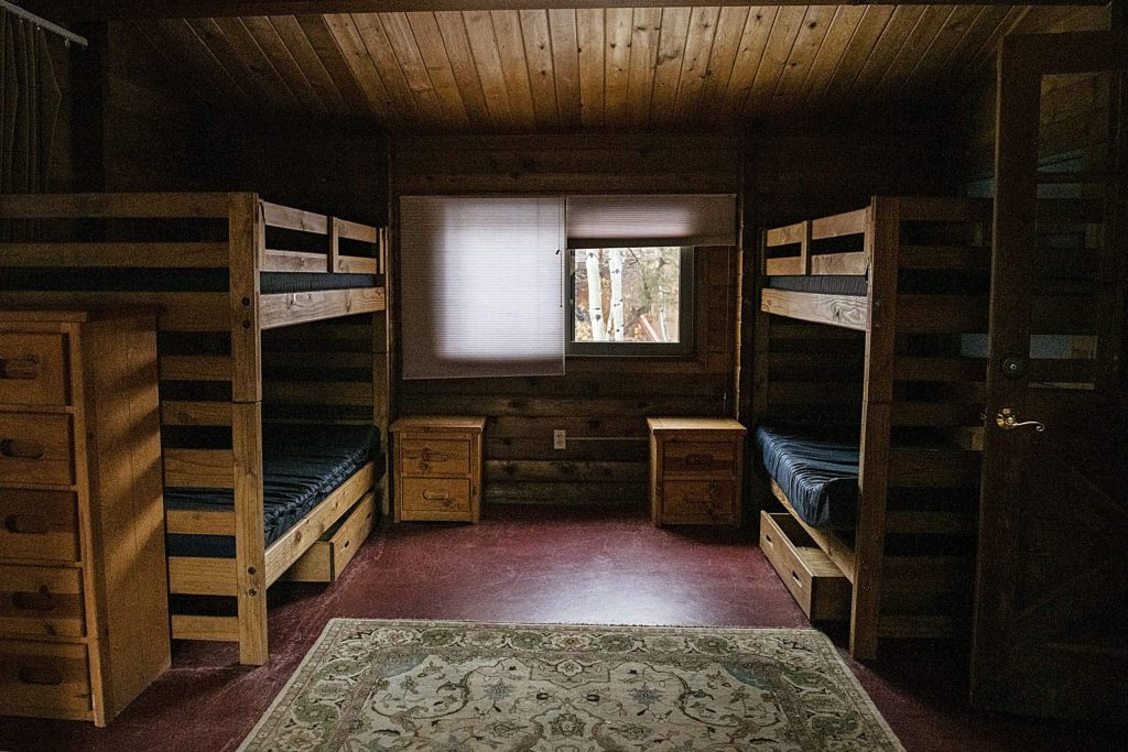 Double bunk beds are set up for the campers of the Aspen Camp of the Deaf and Hard of Hearing on Thursday, November 21, 2019. (Kelsey Brunner/The Aspen Times)