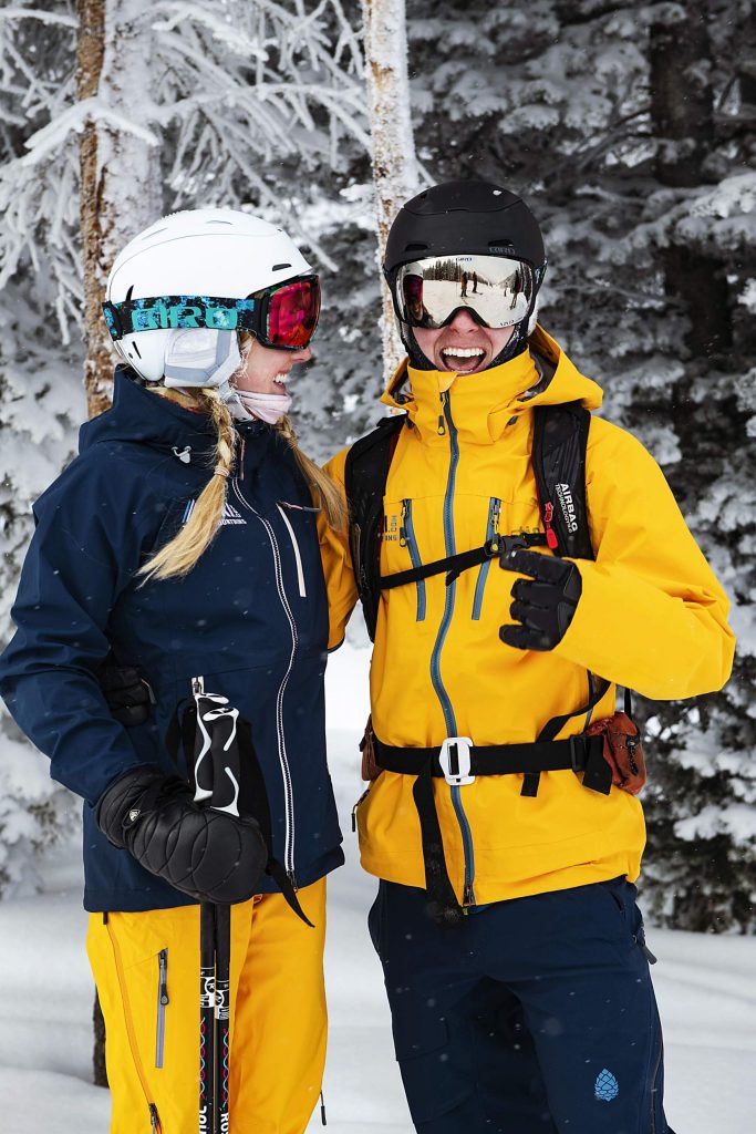 Ski.com Dream Job winners Ashley LaMarre, left, and Andrew Muse pose for a photo on top of the North American run on Aspen Mountain on Friday, January 10, 2020. The two, plus their dog Kicker, are exploring Aspen from Jan. 6-12.