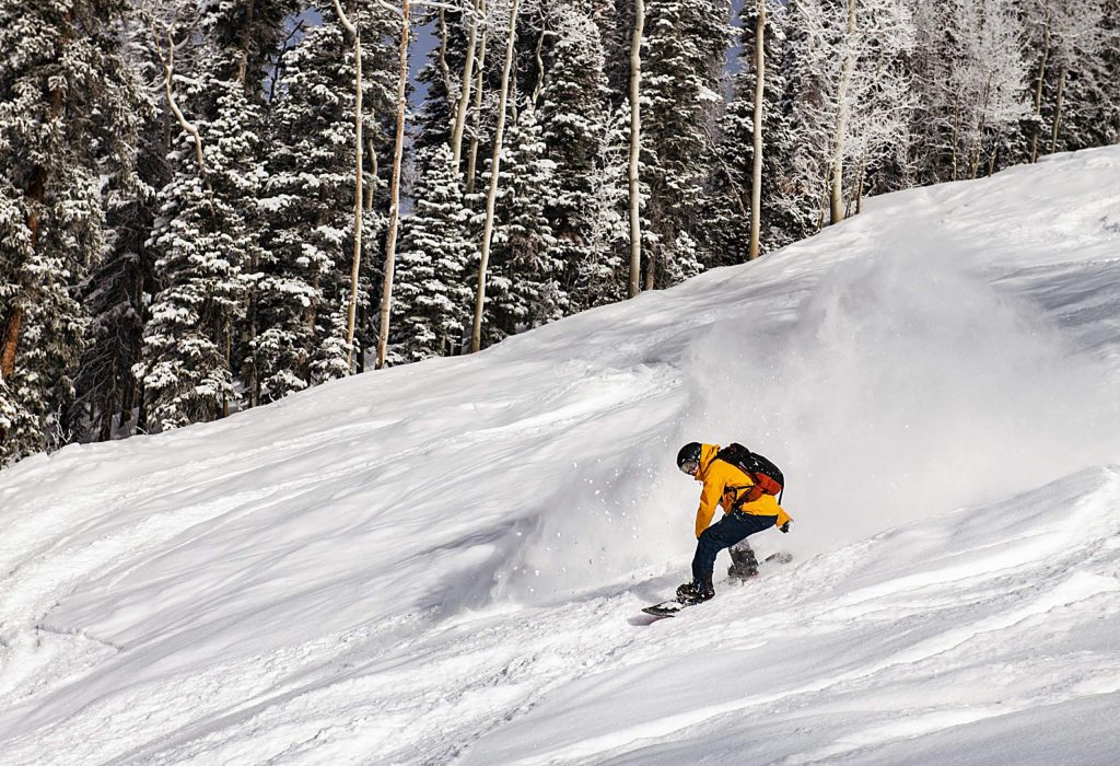 Andrew Muse skis down Aspen Mountain on Friday, January 10, 2020. Muse and his girlfriend, Ashley LaMarre, are the 2020 Ski.com dream job winners. The two, plus their dog Kicker, are exploring Aspen from Jan. 6-12.