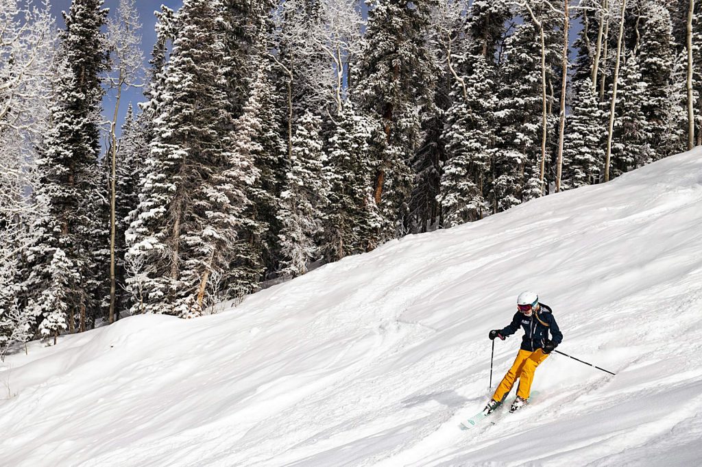 Ski.com Dream Job winner, Ashley LaMarre, skis down Aspen Mountain on Friday, January 10, 2020.