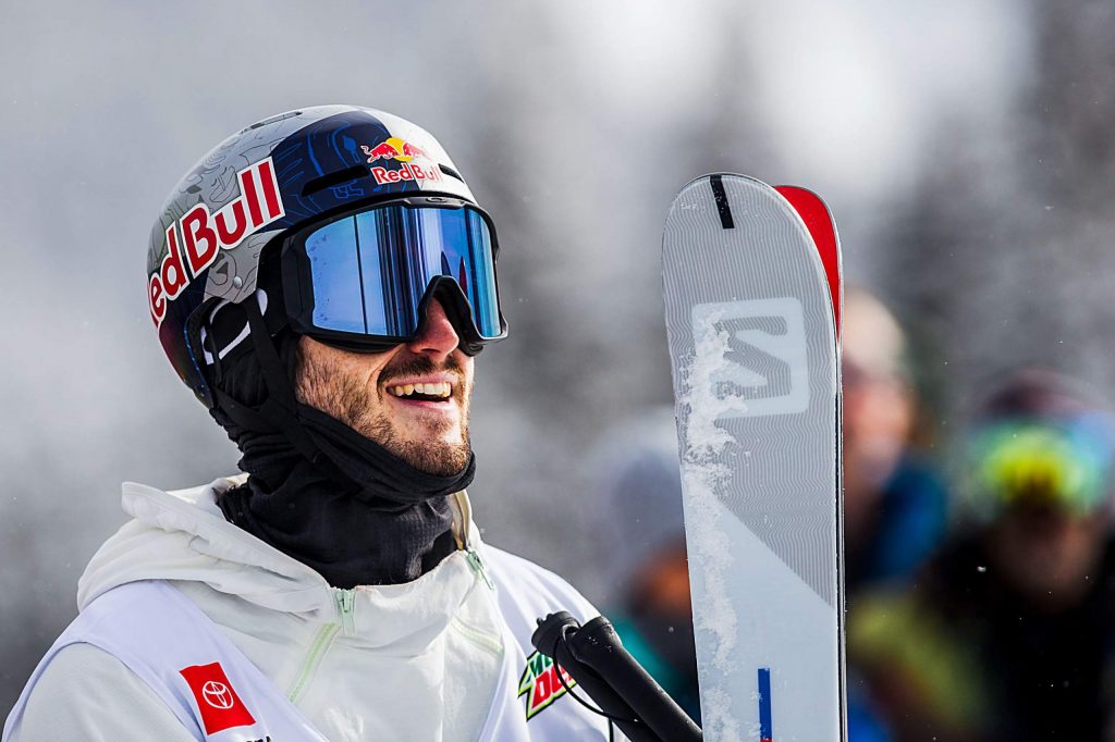 Noah Bowman of Canada smiles after placing first in the men’s ski modified superpipe final on Sunday, Feb. 9, day four of the Winter Dew Tour at Copper Mountain.